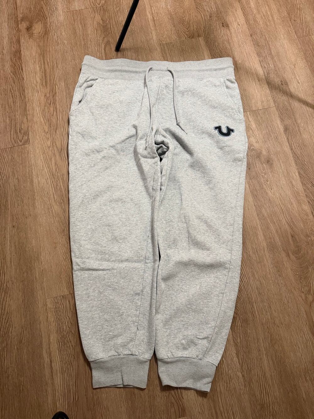 True Religion Jogger Sweatpants Mens Large Gray Fleece Logo Lounge Athletic